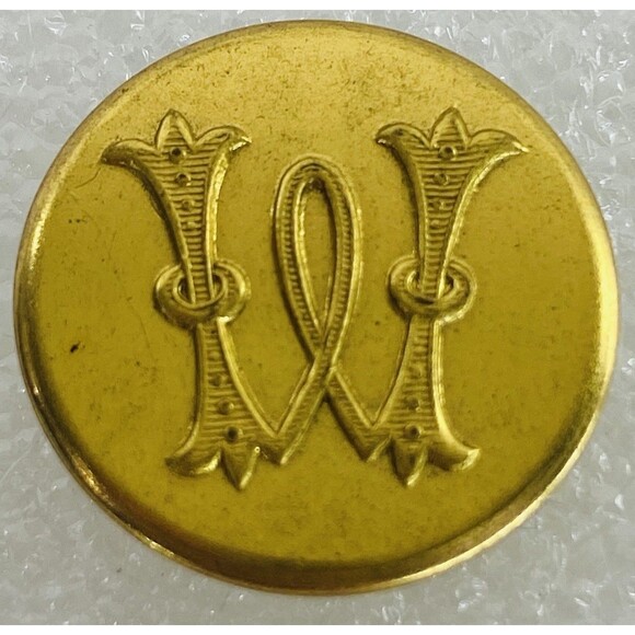 Vintage Monogram M or W Shank Buttons lot of 4 Pancraft Metal Sewing Collectible - Picture 4 of 5